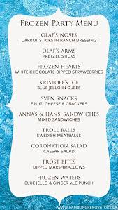 Birthday Party Food List Rambling Renovators Disney Frozen Birthday Party Birthday Party Menu Frozen Themed Birthday Party