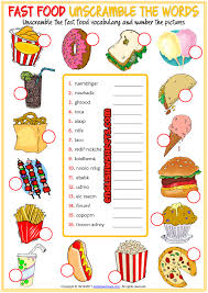 Fast Food Esl Printable Unscramble The Words Worksheet In 2020 English Lessons For Kids Worksheets For Kids Kids Worksheets Printables