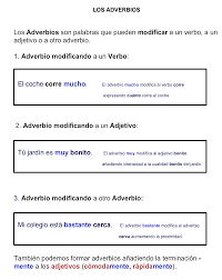 Educarte Educarse Los Adverbios Adverbios Vocabulario Espanol Clasificacion De Palabras
