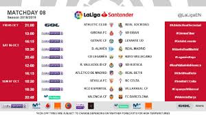 Latest la liga news, fixtures, table, live scores and top goal scorers. Laliga Santander Matchday 8 Fixtures And Times Confirmed As Com