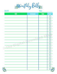 Monthly Bill Tracker Printable Floral Bill Payment Tracker Bill Calendar Bill Organizer Expense Tracker Monthly Budget Planner Pdf Bill Tracker Printable Monthly Budget Planner Monthly Budget