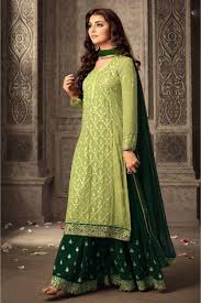 Faux Georgette Palazzo Suit In Light Green Colour Indian Dresses Pakistani Dresses Designer Dresses Indian