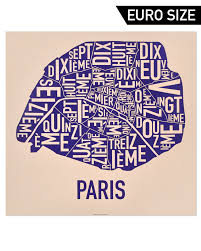 A guide to paris arrondissements map getting around. Paris Arrondissements Type Map Posters Modern Paris Wall Art