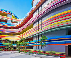 This Crazy Singapore School Looks Like It S Made From Rainbow Lollipops Colour Architecture School Building Design School Architecture