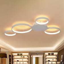 2020 popular 1 trends in lights & lighting with modern ceiling light remote control circle and 1. Contemporary Living Room Bedroom Lighting White Finish 4 Rings Led Ceiling Fixture 49w 75w Led Warm White Neutral 3 Sizes For Option Takeluckhome Com