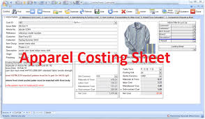 Apparel Costing Sheet Format Used In Apparel Industry Cost Sheet Garment Industry Sheet