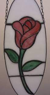 Mini Stained Glass Rose Panel Stained Glass Rose Stained Glass Flowers Stained Glass Ornaments