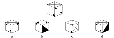 Bij deze testen moet je kubussen openvouwen je ziet een dichte kubus en een paar voorbeelden van hoe deze kubus eruit kan zien als hij opengevouwen. Simulaties Q 1000 Kubussen Online Assessment Training