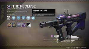 The recluse is the season 6 crucible pinnacle weapon given out by lord shaxx and it's a lightweight submachine gun with void ammo, so it takes . Destiny 2 Recluse Quest Guide How To Get The Recluse Pinnacle Weapon Tips Prima Games