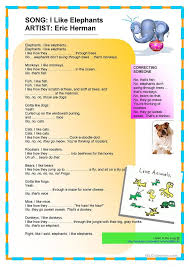 Bj And The Bear Song Lyrics Kids Song I Like Elephants Lyrics Gapfill Kids Songs Songs Silly Songs