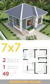 House Design Plans 7x7 With 2 Bedrooms House Plans 3d In 2020 Small House Design Plans House Plans Tiny House Design