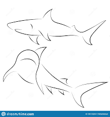 Maybe you would like to learn more about one of these? Black Line Sharks On White Background Hand Drawn Linear Sketch Stock Vector Illustration Of Icon Contour 13011 Shark Tattoos Small Shark Tattoo Shark Art