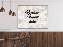 Minimalistic frame free mockup set to showcase your work in a photorealistic look. Restaurant Indoor Poster Frame Mockup Mockup Love
