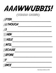 Aaawwubbis Subordinate Conjunctions Anchor Chart Handouts Activities