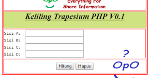 Opodab Com Menghitung Luas Dan Keliling Bangun Datar Menggunakan Php Dan Html Pada Kasus Ini Adalah Menghitung Keliling Trapesium Men Php Bangunan Penghapus
