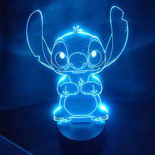 usd 12 28 stitch 3d light visual led night lights 7 color changing remote control stitch led table lamp for bed in 2021 stitch cartoon neon wallpaper cartoon wallpaper