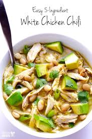 5 Ingredient White Chicken Chili Recipe Gimme Some Oven Recipe Good Healthy Recipes Easy White Chicken Chili Recipe White Chili Chicken Recipe