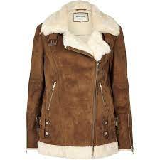 River Island Tan Oversized Aviator Jacket 170 Liked On Polyvore Featuring Outerwear Jackets Brown Faux F Coats Jackets Women Jackets Winter Coats Women