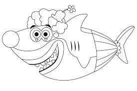 clown shark from baby shark coloring page free printable coloring pages for kids