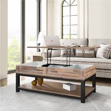 It is a lot less grey in person which is great! U Style Rectangle Lift Top Coffee Table With Inner Storage Space Brown