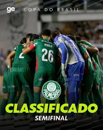 PALMEIRAS CLASSIFICADO! O Palmeiras está na semifinal da Copa do Brasil, ao  empatar com o Santos em 0 a 0. O Verdão havia vencido o jogo de ida por 3 a  0