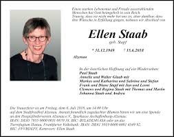 Traueranzeigen von Ellen Staab