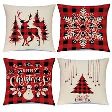 Amazon Com Hlonon Christmas Pillow Covers 18 X 18 Inches Set Of 4 Xmas Series Cushion Cover Case Christmas Pillowcases Thanksgiving Pillows Christmas Pillow