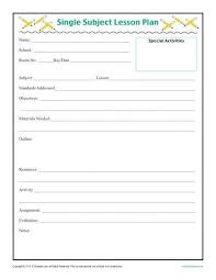 Daily Single Subject Lesson Plan Template Elementary Weekly Lesson Plan Template Printable Lesson Plans Library Lesson Plans