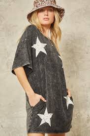 Charcoal Star T Shirt Dress In 2021 Mini Shirt Dress Mini Dress Star Fashion