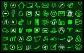 60 Green Neon Iphone Ios 14 App Icons Neon App Icons Ipad Ios14 Green Neon Shortcuts Custom Home Screen Widget Widgetsmith App Icon Ios App Icon Design Wallpaper Iphone Neon