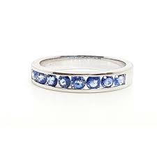 Details About 1 00 Ct Light Blue Sapphire Half Eternity Ring White Gold