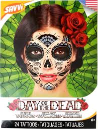 Amazingly cool day of the dead temporary tattoo set is here! Day Of The Dead Sugar Skull Temporary Face Tattoos Glitter Web Buy Online In Maldives At Maldives Desertcart Com Productid 83615198