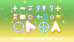 Casual Cute Cursor Set Pack Gamedev Market Set Packing Hand Drawn Icons Cute