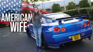 American Wife Learns To DRIVE STICK In SKYLINE GTR R34! - YouTube