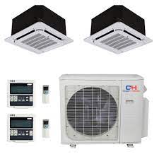 Their air conditioning units function both as heaters and coolers. Appliances Cooper And Hunter Tri 3 Zone Ductless Mini Split Ceiling Cassette Air Conditioner Heat Pump 9000 18000 18000 Air Conditioners