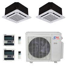 The rest of the components are hidden away behind the ceiling. Appliances Cooper And Hunter Tri 3 Zone Ductless Mini Split Ceiling Cassette Air Conditioner Heat Pump 9000 18000 18000 Air Conditioners