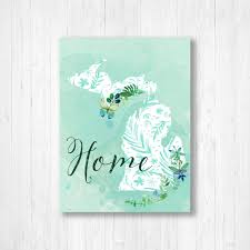 Michigan Art Print In Florals Name Art Projects Michigan Art State Canvas