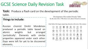Gcse Science Daily Revision Task 27 The Development Of The Periodic Table Gcse Science Science Daily Gcse Science Revision