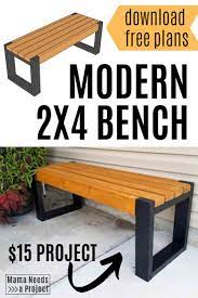 Simple 2x4 Bench Plans Build An Easy Modern Bench Outdoor Woodworking Plans Diy Bench Outdoor Woodworking Projects Diy