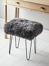 New Sheepskin And Iron Dressing Table Stool Slate Grey Dressing Table With Stool Vintage Bedroom Furniture Luxury Bedroom Furniture