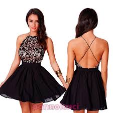 Che gli abiti con ampie scollature posteriori siano in questa stagione amatissimi dalle dive, si era. Mini Abito Donna Vestito Miniabito Pizzo Gonna Ruota Schiena Nuda Dl 1285 Nero S M