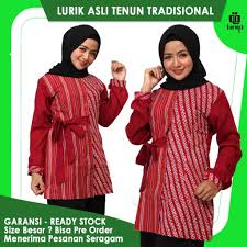 Tenun ikat di troso, batik jepara di slagi, konveksi baju di sendang, konveksi celana di bandungrejo, konveksi jeans di jebol, konveksi kerudung hijab di pendosawalan, konveksi bordir di nalumsari, perhiasan monel di kriyan, perhiasan emas di margoyoso. Baju Kerja Wanita Lurik Kombinasi Batik Katun Toyobo Untuk Kerja Formal Habibah Merah Shopee Indonesia
