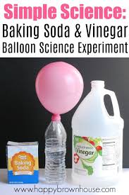 Simple Science Baking Soda Vinegar Balloon Experiment Balloon Science Experiments Easy Science Fair Projects Science Experiments Kids Preschool