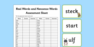 More images for free printable nonsense words list » Ks1 Real Words And Nonsense Words Assessment Sheets