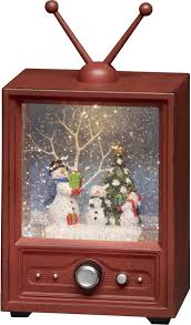 Konstsmide 4373 000 Led Szenerie Fernseher Mit 3 Schneemännern Mit Timer Warm Weiß Led Braun