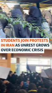 Iranians staged a third day of protests over a dire economic situation  driven by high inflation and the national currency trading at record lows.  , Students at several universities in Tehran joined ...