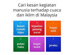 Kesan kegiatan manusia terhadap cuaca dan iklim. Bab 4 Kesan Kegiatan Manusia Terhadap Cuaca Dan Iklim Di Malaysia Quiz