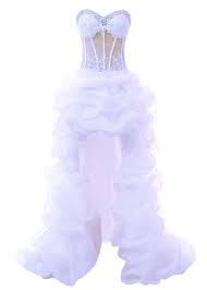 Waist line is emphasized with two insets of different texture. Vantexi Women S Short Front Long Back Wedding Dress Prom Gown