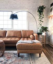 Sven Charme Tan Right Sectional Sofa Leather Sectional Living Room Mid Century Modern Sectional Sofa Modern Sofa Sectional