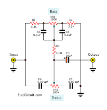 Turns out the potentiometer its controller uses is a b50k 50 ohms 5 pins. Passive Tone Control Circuit Eleccircuit Com